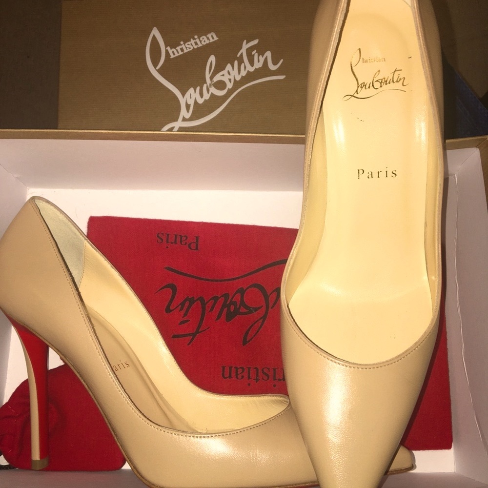 Christian Louboutin Apostrophy 100 38 8B NWT NEW Nude kid leather RETAILS $965+ - Picture 9 of 10